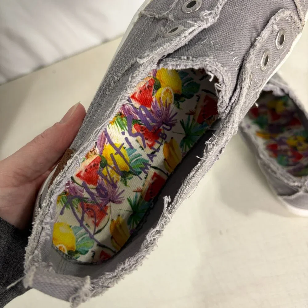 Blowfish Malibu Grey Slip-On Casual Canvas Sneaker Women Size 8.5 - Picture 11 of 13